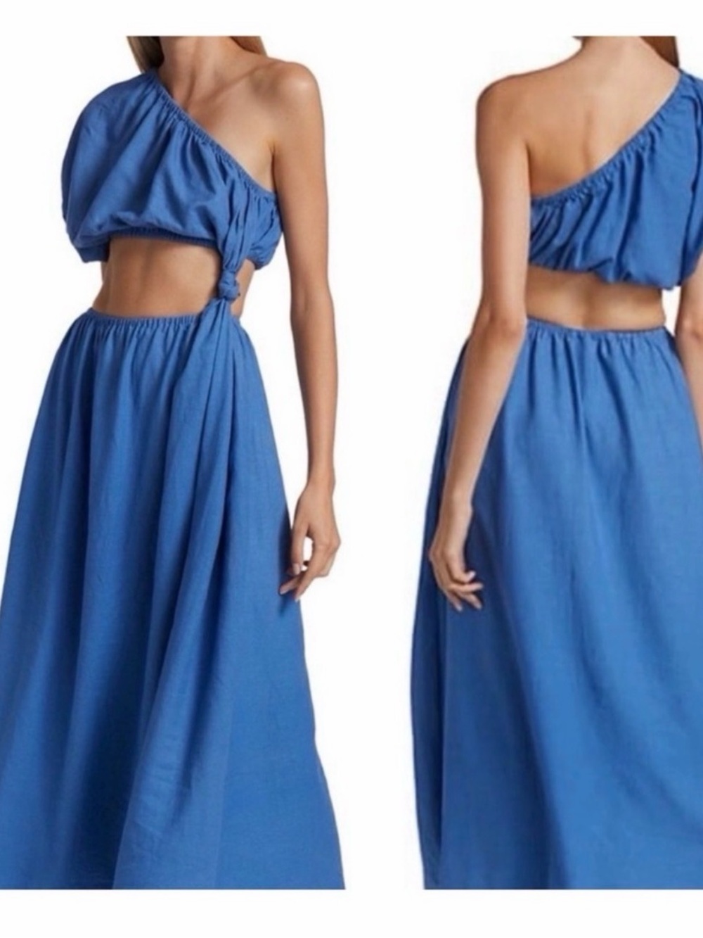 FARM Rio One-Shoulder Royal Blue Cutout Maxi Dress